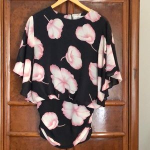 Vintage Charlee Allison Black Floral Top